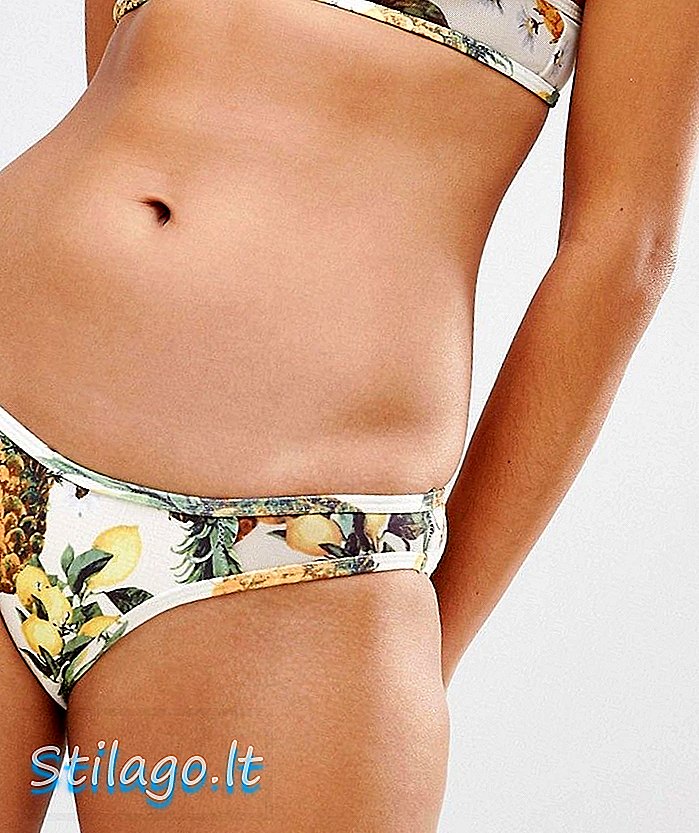 River Island - Slip de bikini imprimé ananas - Jaune