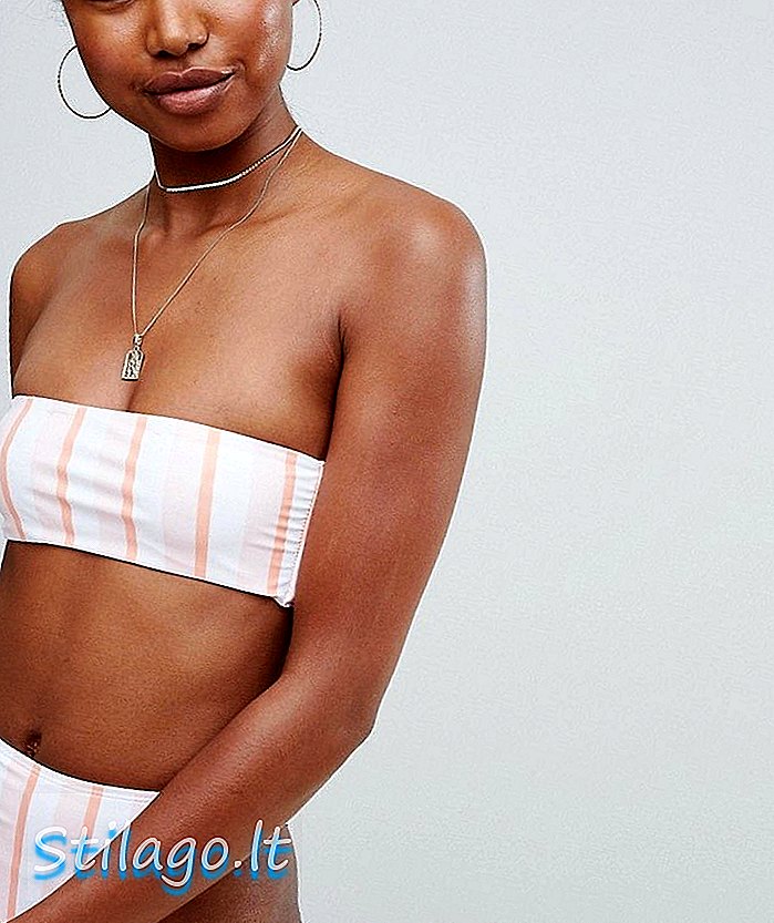 Missguided bandeau bikini top v bílém pastelovém pruhu-Multi