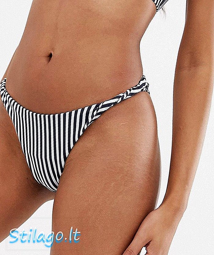 PrettyLittleThing bikini bunn i vri og hvit stripe-Multi