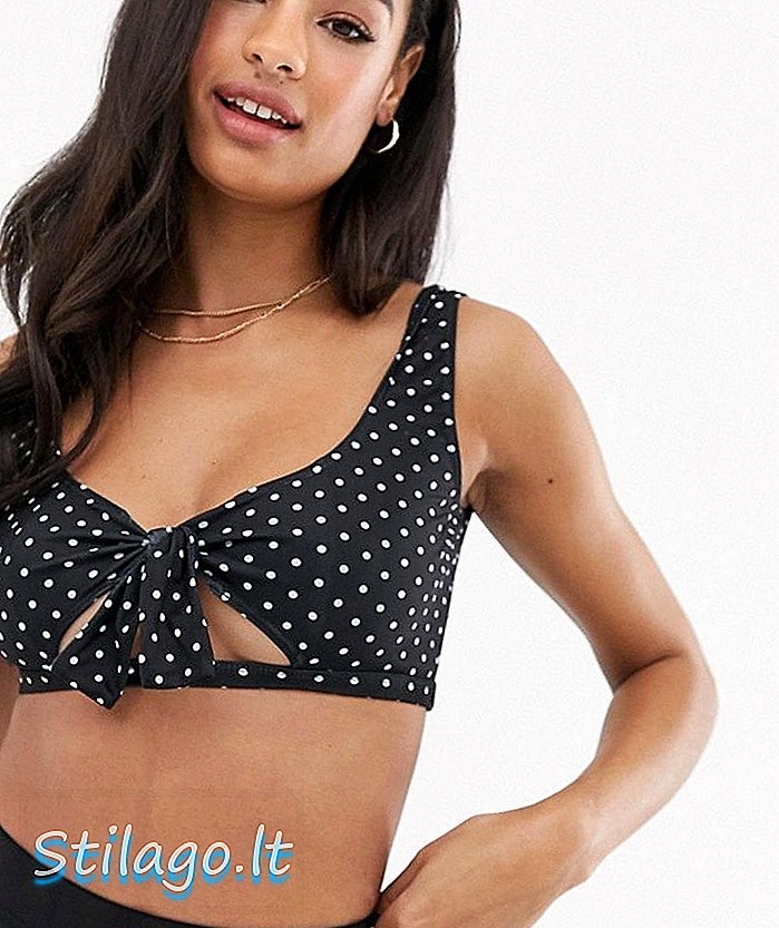 Unik21 udskåret detaljer polka dot bikini top-Sort