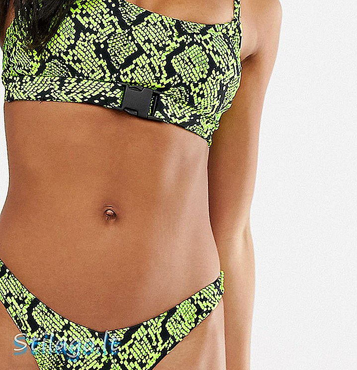 New Look v-vormig bikinibroekje met slangenprint in felgeel