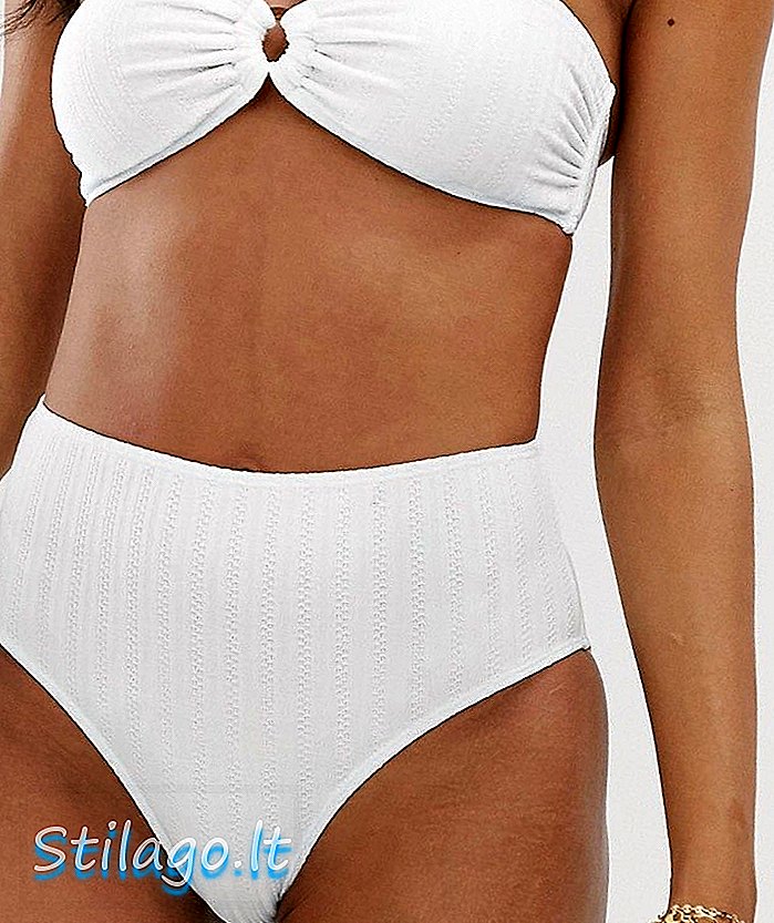 Vero Moda bikinibroekje met hoge taille en textuur - Wit