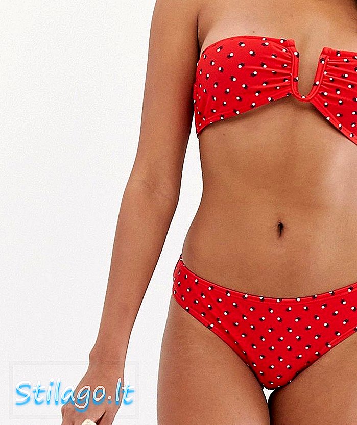 French Connection Fleur spot bikini bottom-rojo
