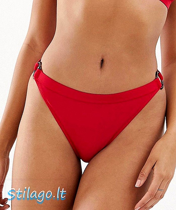 Boohoo gyűrű részlet bikini alsó részén, piros színben