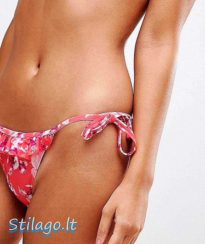 Lekende løfter Trykt Ruffle Tie-Side Bikini Underdeler-rød