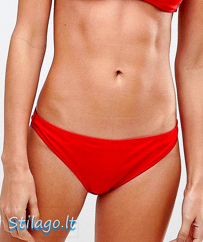 Le Palm Minimal Mix and Match Solid Bikini Bottoms-Red