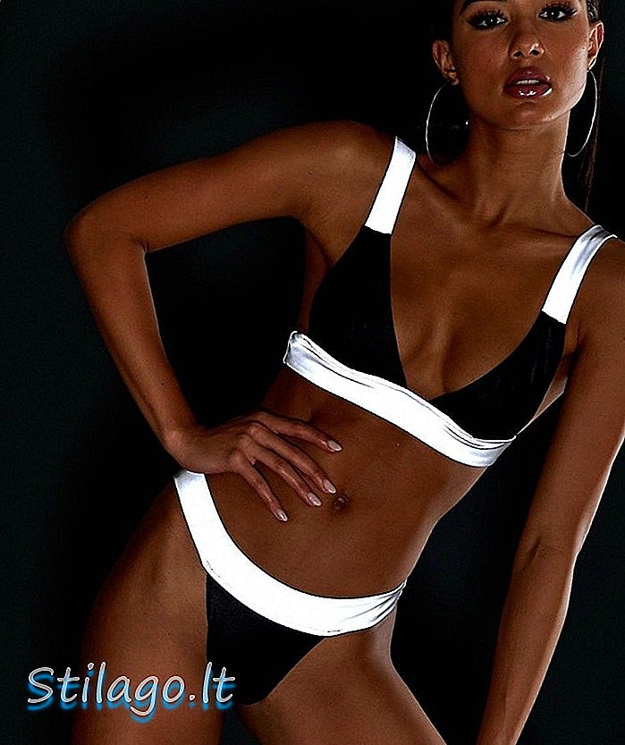 ASOS DESIGN reflekterende tanga bikini bunn i blank svart