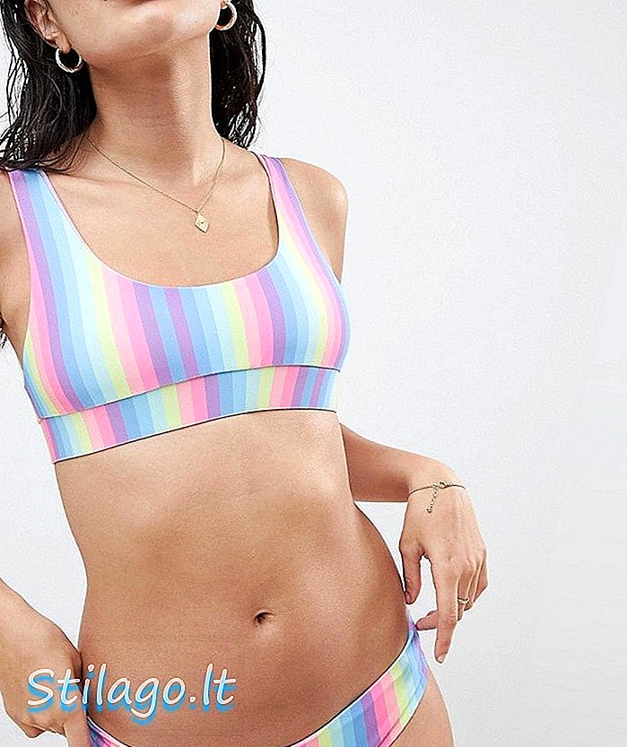 Kulani Kinis Rainbow Stripe Cheeky Bikini Bottom-Multi