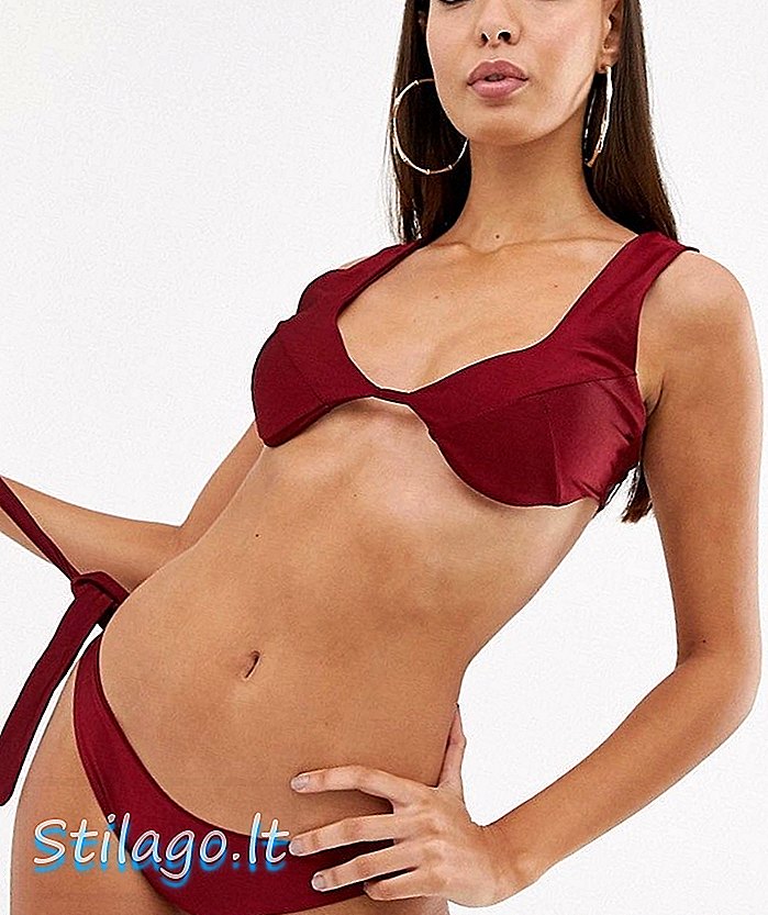 V The Style Scooped Cup Bikini Top-Red