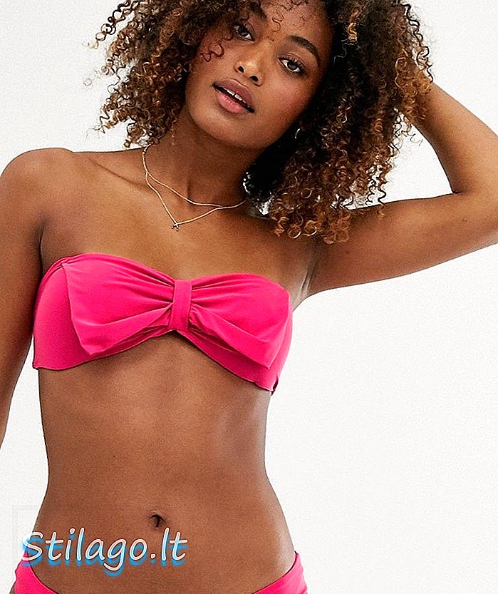 Top bikini e fascia Citye con fiocco in bandaeu rosa