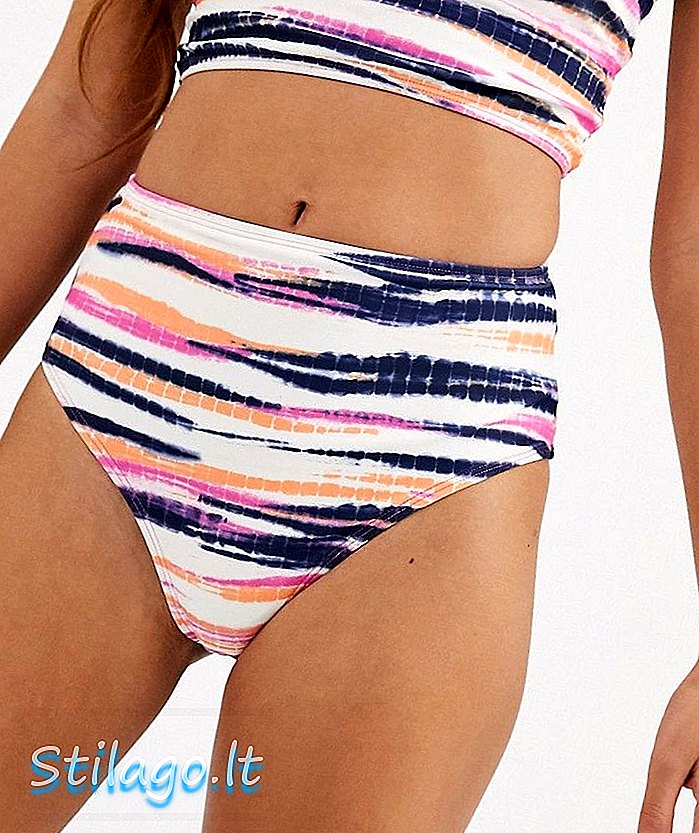 Lagerbindningsfärg bikini botten med hög ben-Multi