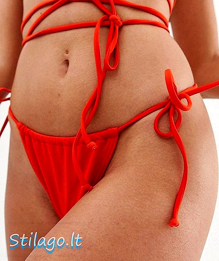 Luxe palmebånd side super skimpy skåret bikini bunden-rød