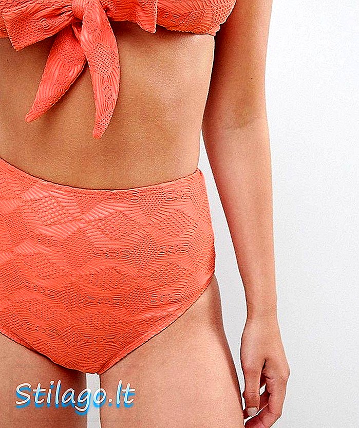 ASOS DESIGN Padukan Dan Padukan Bikini Tinggi Pinggang Merenda Bawah-Oranye