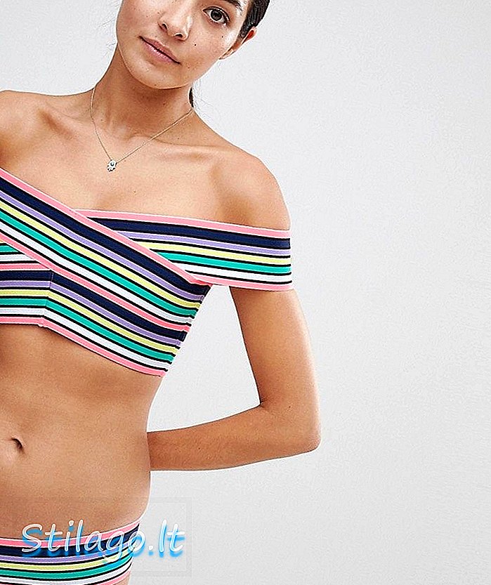 River Island Multi Color Stitch Low Rise Bikini kort-lila