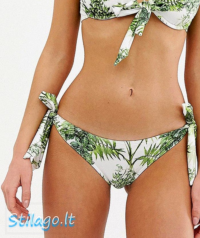 ASOS DESIGN dasi sisi bikini di bawah palm print bertekstur-Multi