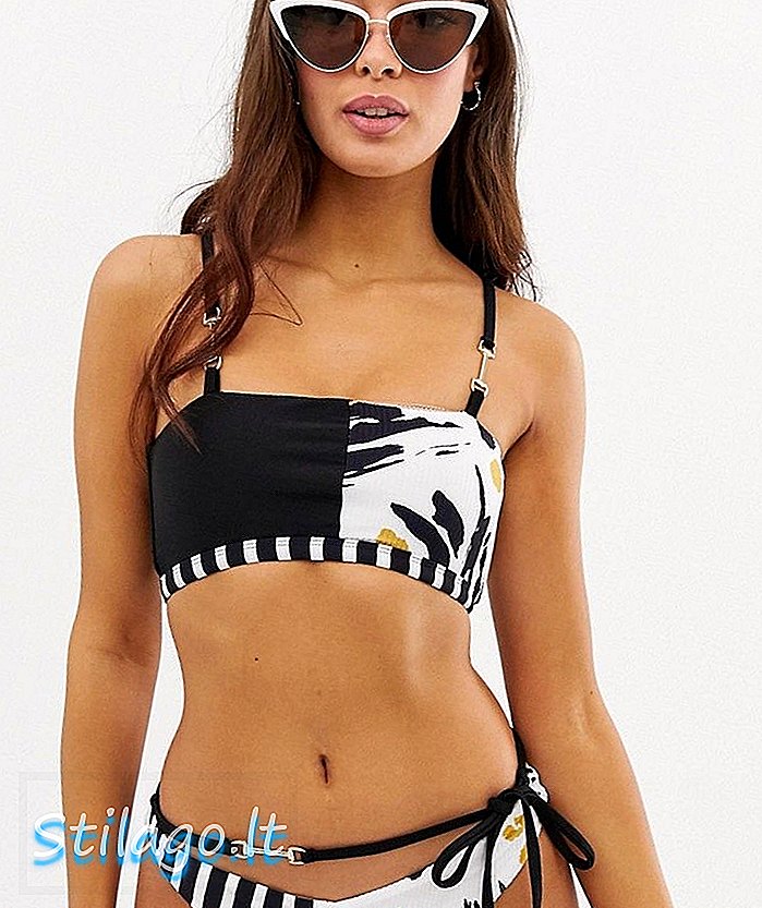 River Island bikini ražas tops abstraktā drukā-bēšā krāsā
