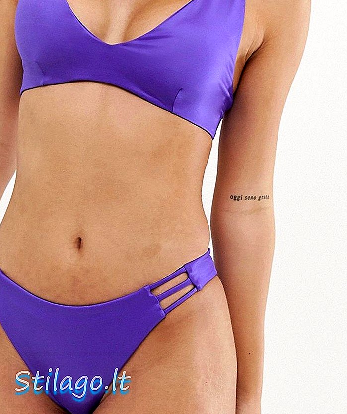 ASOS DESIGN gitter side høj ben minimal hipster bikini bund i blank lilla