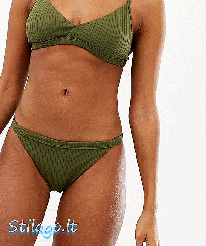 Ukedag ribbestrikket bikini i khaki-grønn