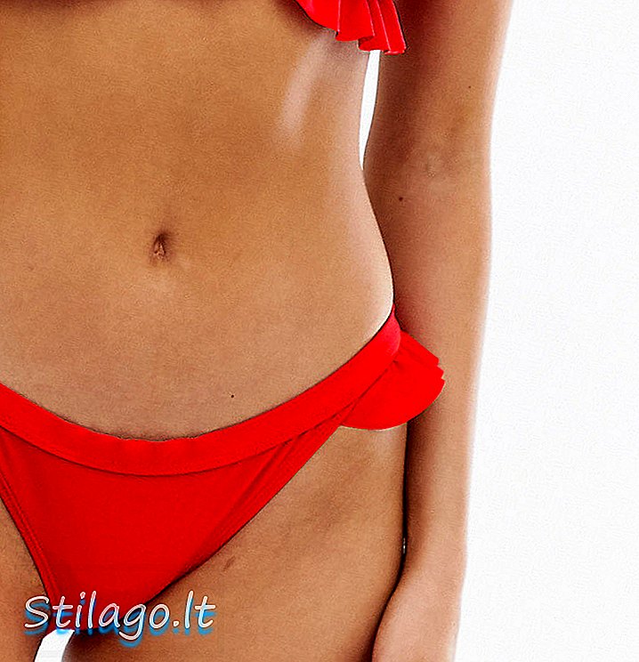 Parte inferior de bikini con ribete de piel sintética Lost Ink-Rojo