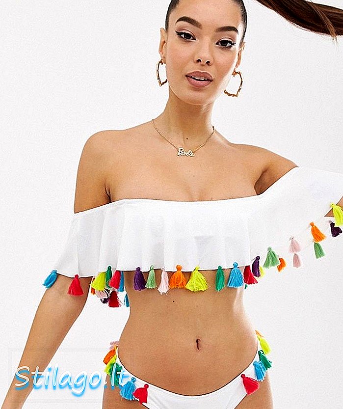 Braguitas de bikini blancas con borlas recicladas de ASOS DESIGN