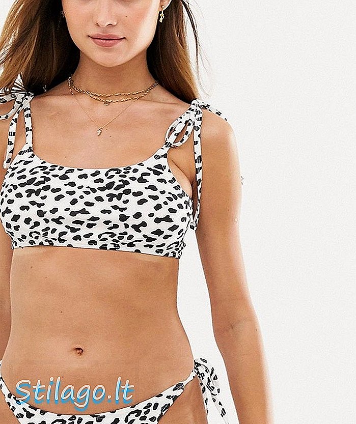 Unik21 leopardtryck slips axel bikini top-Multi