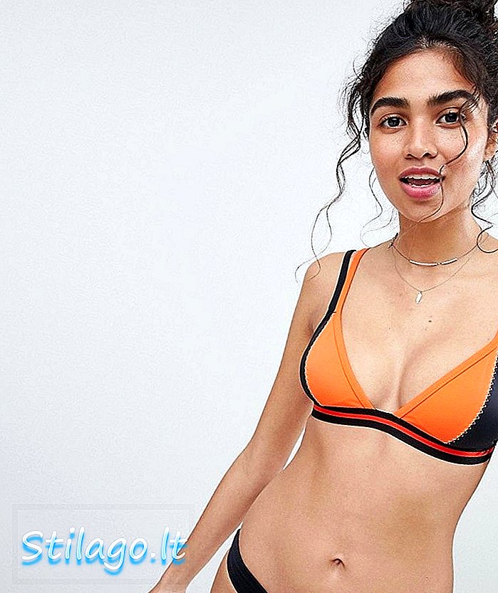 Free Society Orange Zig Zag Slip de bikini taille basse-Multi