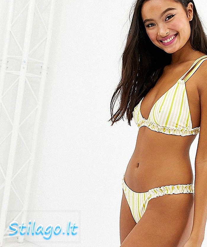 Bikini Playful menjanjikan stripe permen segitiga-Kuning