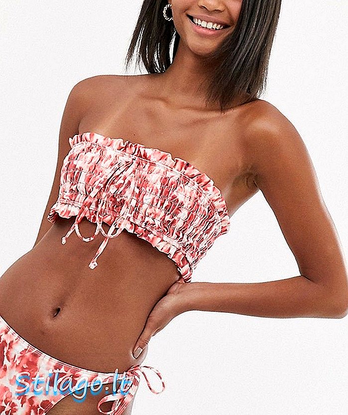 Top bikini a fascia tinta unica21 arricciato-Rosa