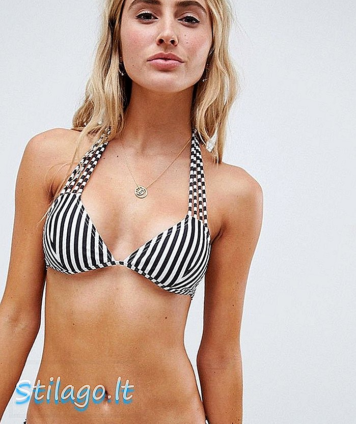 South Beach askılı çizgili bikini Top-Multi