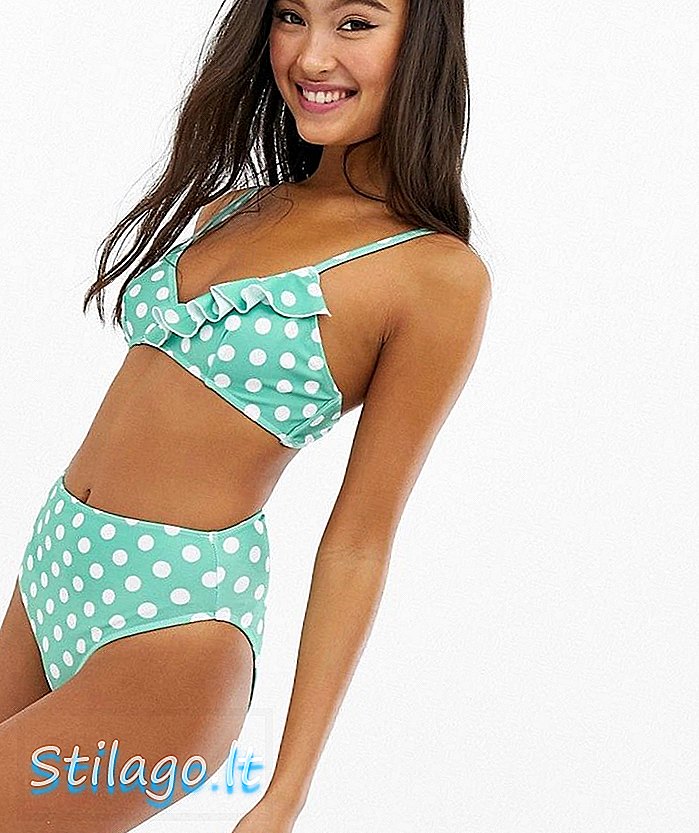 Bermain Janji Baki bikini kaki tinggi dalam polka dot-Green