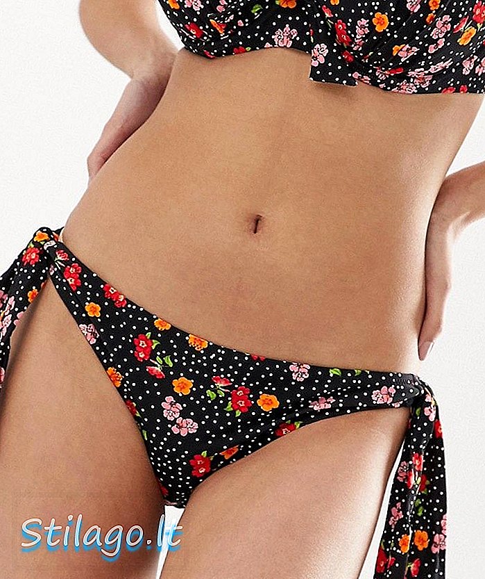 Hæld Moi Hot Spots ditsy slips side bikini bund i sort multi