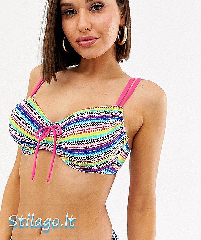 Top bikini con ferretto con stampa all'uncinetto Bestform pieno busto-Multi
