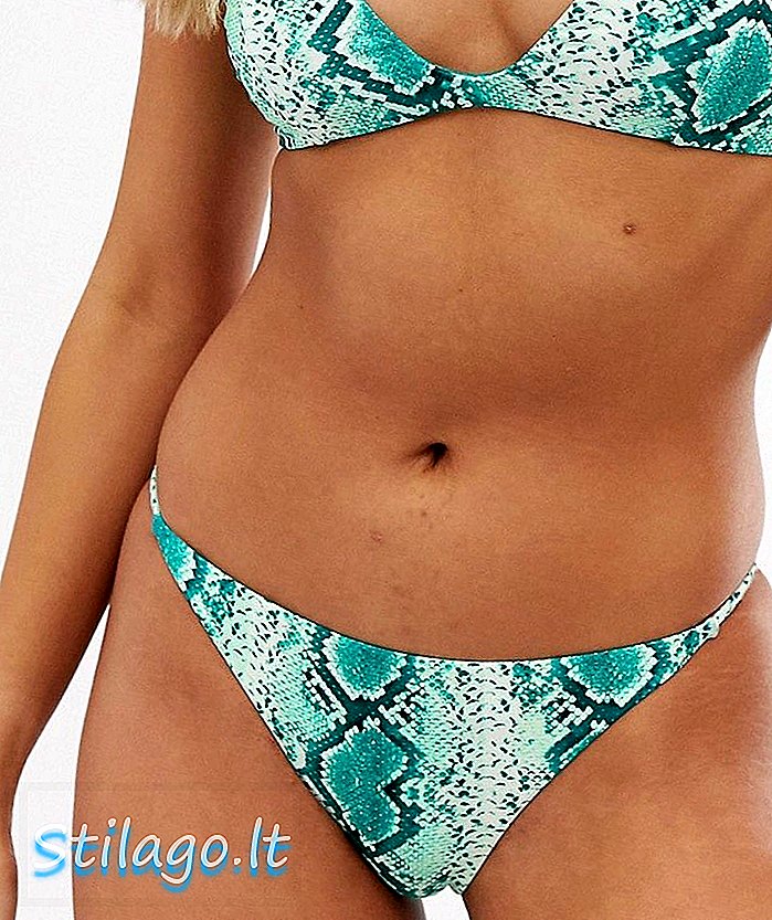 Pull & Bear Pacific snake print bikini bottnar i grön-blå