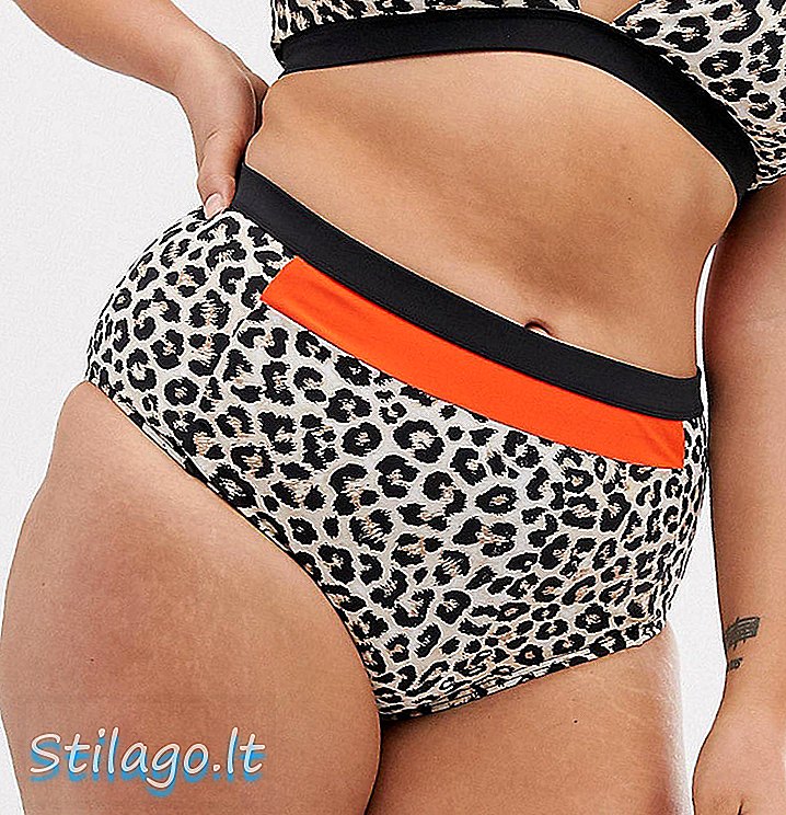 Bas de bikini taille haute Simply Be imprimé léopard-Multi