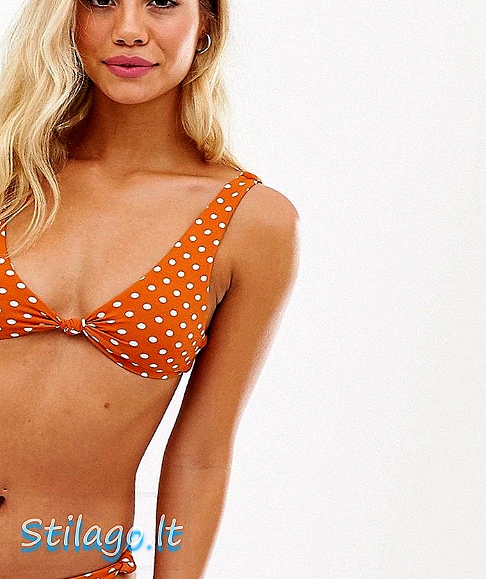 Pull & Bear Pacific polka dot knude foran bikini top i brun