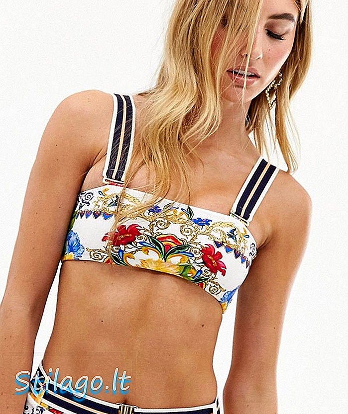 River Island cami bikini topp i blommigt tryck-Multi