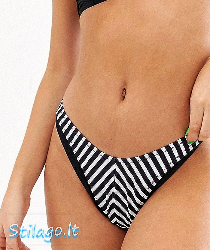 Bas de bikini string Candypants à jambe haute en multi-rayures