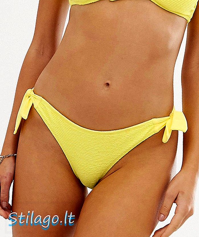 Accessorize parte inferiore del bikini lato nodo strutturato in giallo