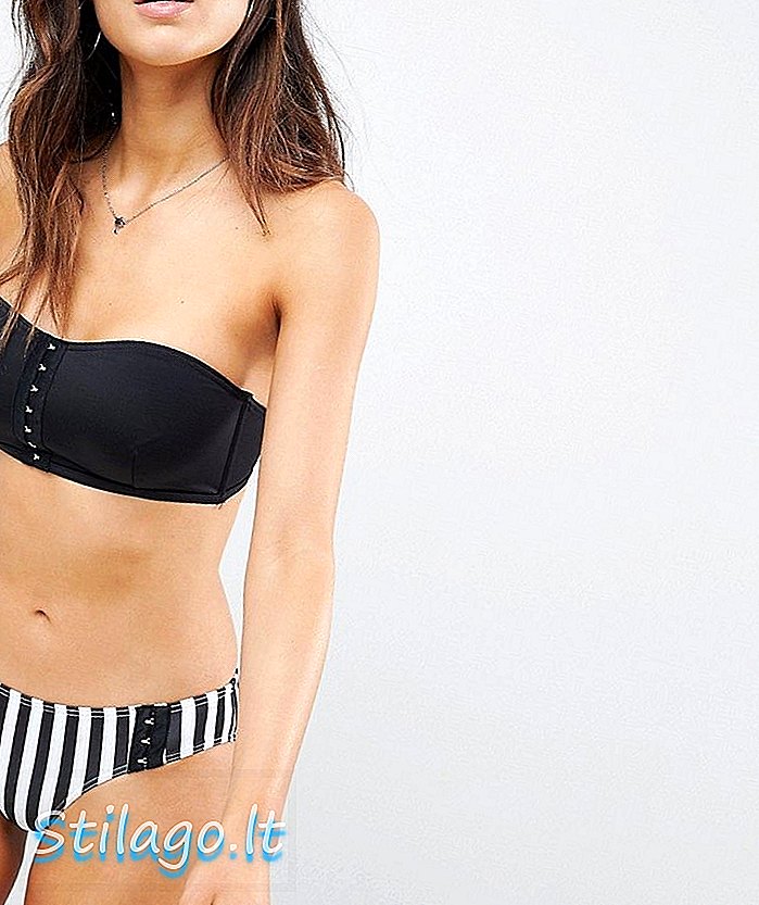 ASOS DESIGN recycelt Mix & Match Stripe Print Deep Hipster Bikinihose mit Haken und Eye-Multi