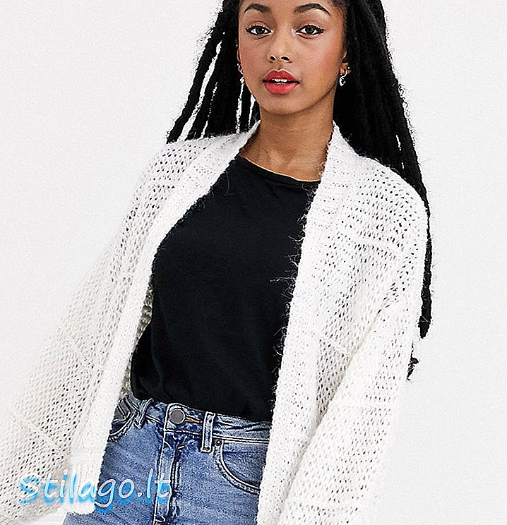 ASOS DESIGN Cardigan pequeno em ponto alto-Branco