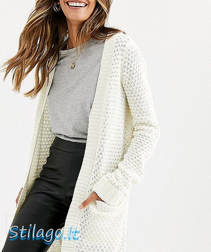 Vero Moda otvorený pletený sveter sivobielej farby