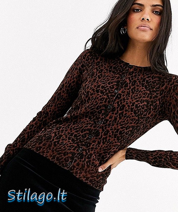 Casaco de lã com estampa de leopardo-Marrom