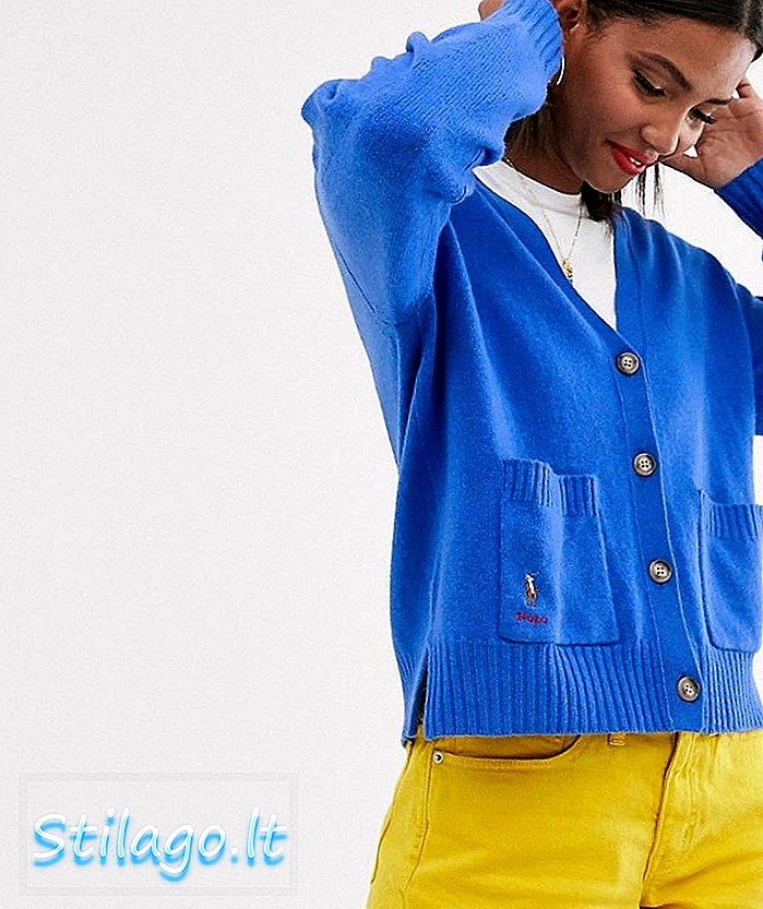 Cardigan de llana de Polo Ralph Lauren oversize amb logotip blau