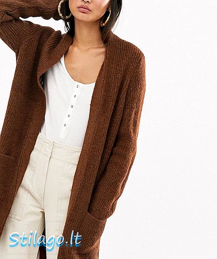 Chỉ dệt kim longline cardigan-Orange