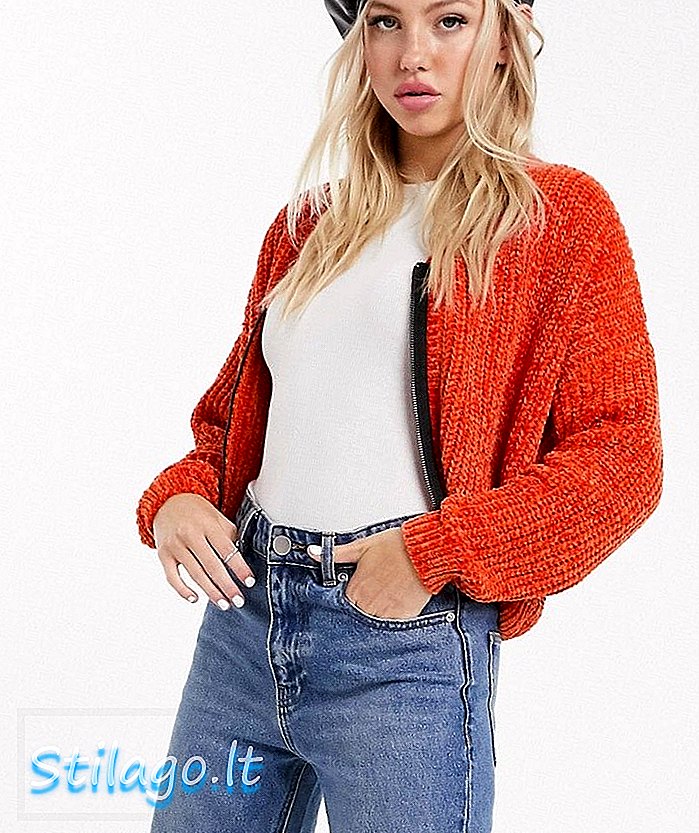Ženský sveter Lazy Oaf s kontrastným zipsom vpredu-oranžový