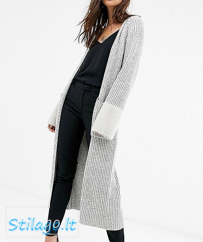 Fashion Union cardigan longline dengan lengan kontras-Gray