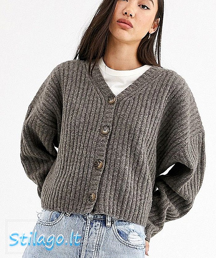Savaitės dienos „Oda“ pilkos spalvos megztinis su rankovėmis