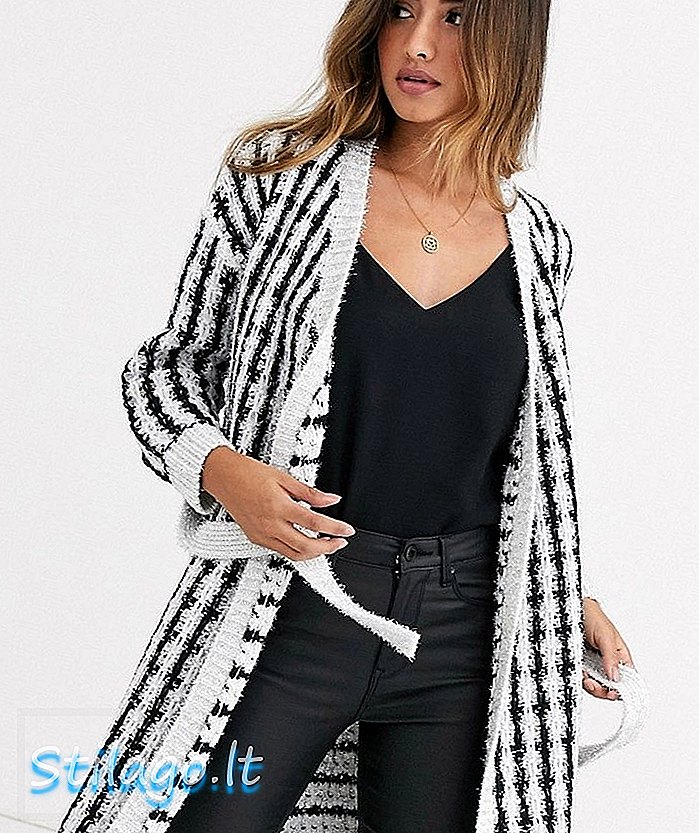 ASOS THIẾT KẾ kiểm tra tinsel đan áo len cardigan-Multi