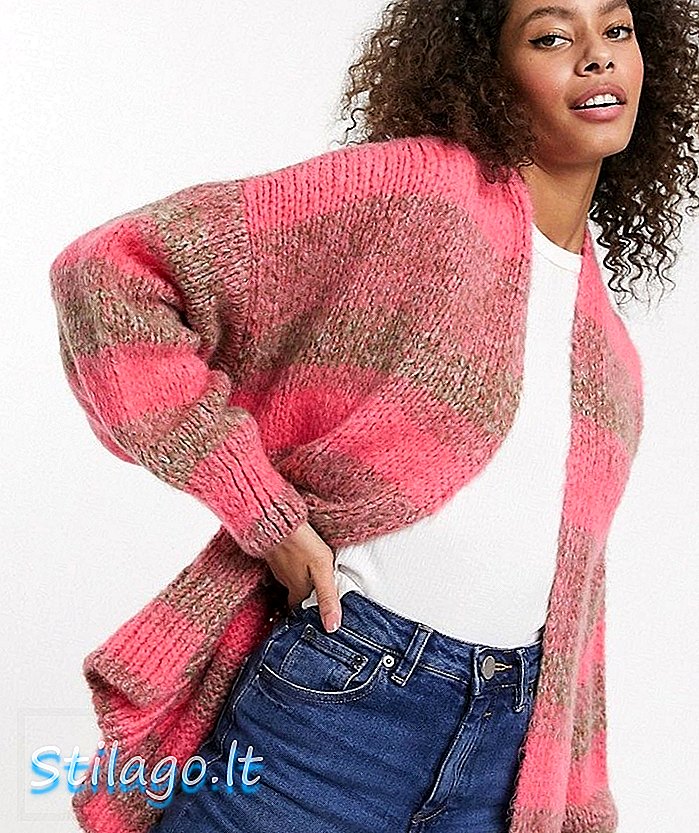 Rozpinany sweter z paskiem w kolorze różu ASOS DESIGN