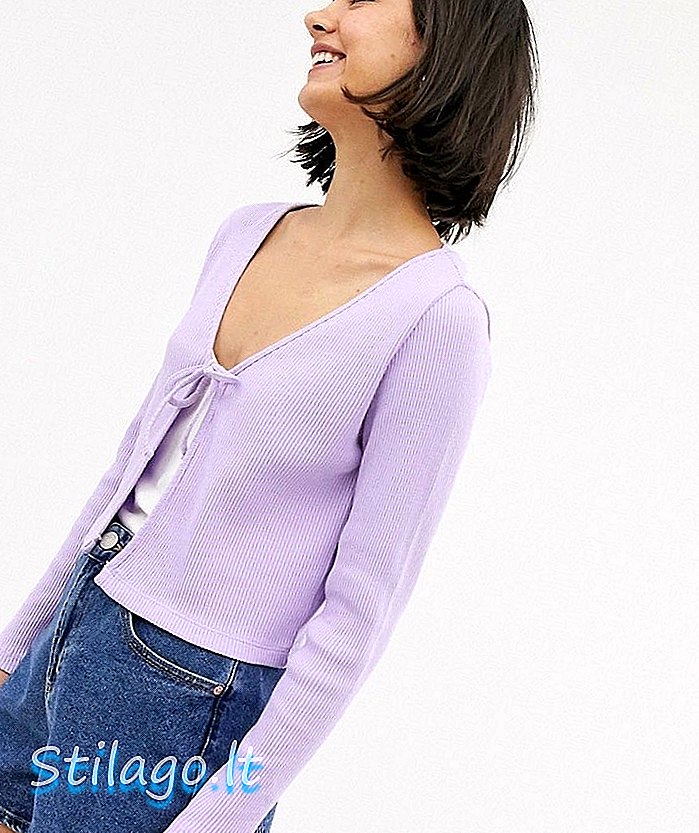 Monki-ripainen Jersey-neuletakki violetti